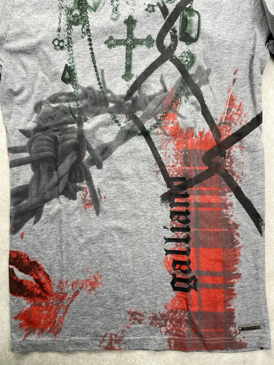 2000s Galliano Grey Jewelry Cross Print Longsleeve peZxTYmr 6