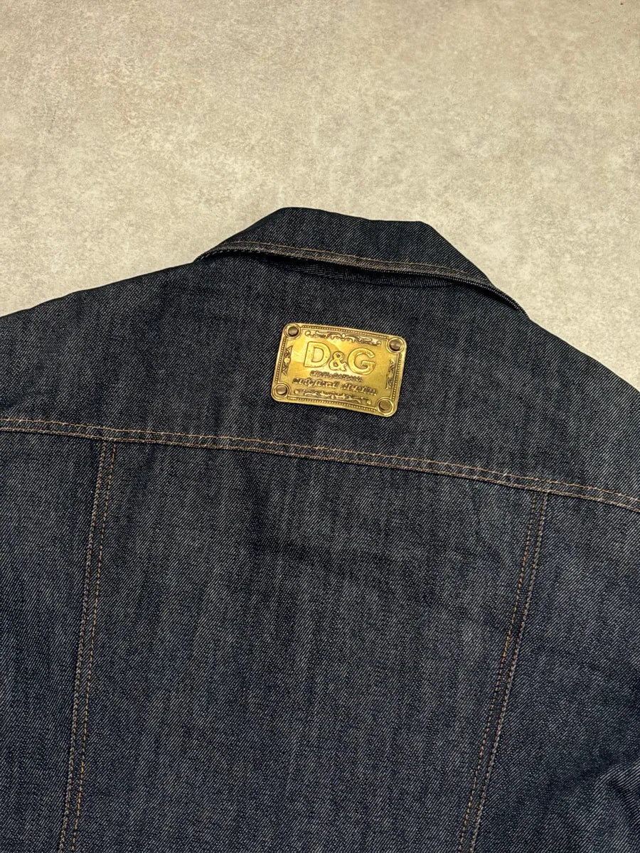 AW2005 Dolce & Gabbana Dark Indigo Denim Pony Hair Camel Long Coat petCfIoW 7