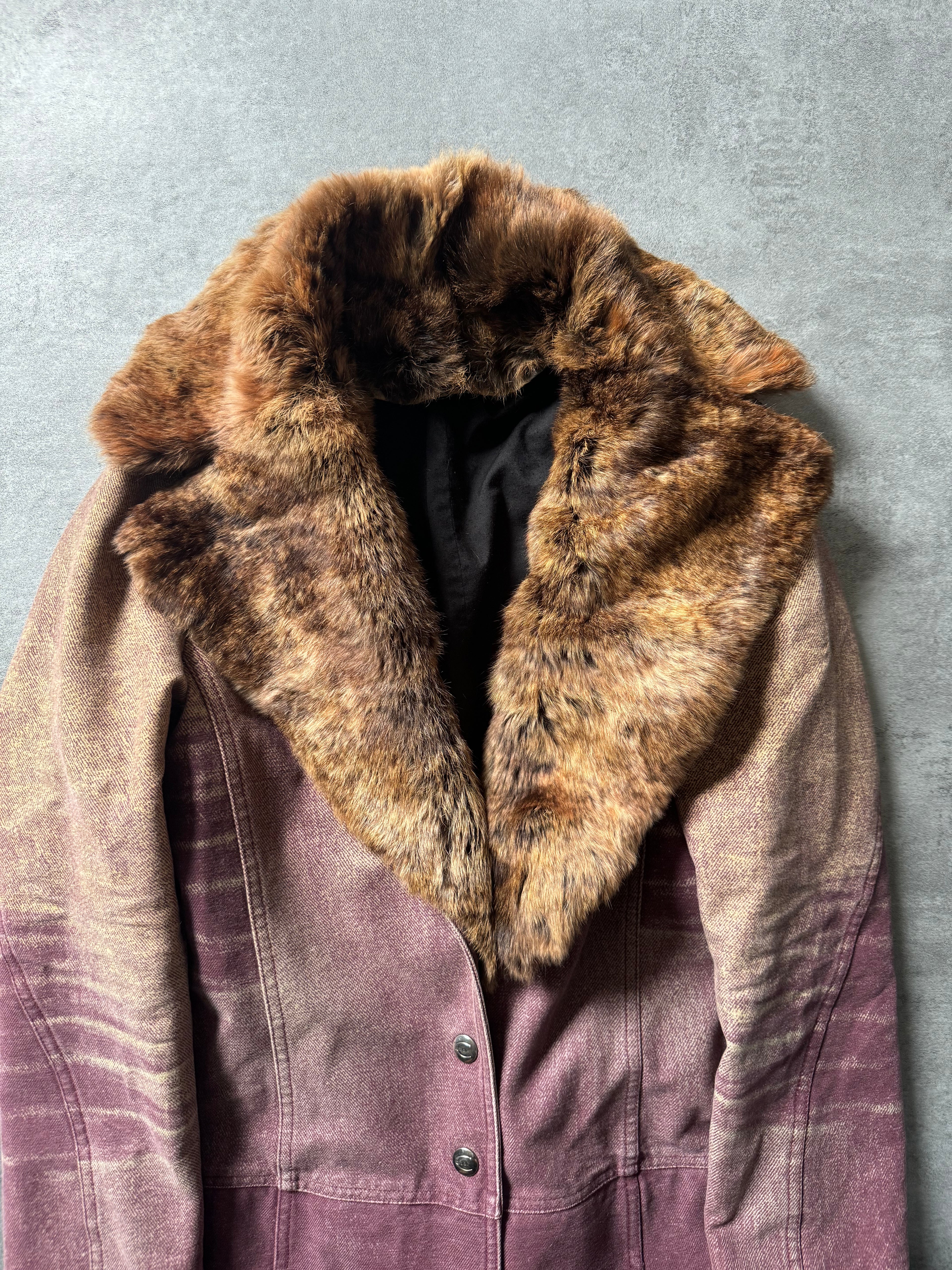 SS2004 Cavalli Sunset Faded Purple Trench Coat (S) - 8