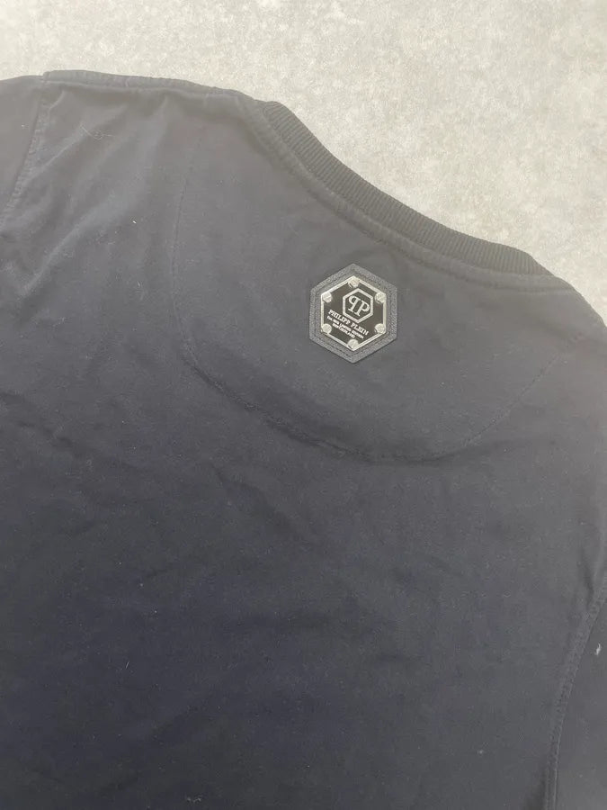Philipp Plein Black Cotton Great White Shark Rhinestone T-Shirt KiljUzr 6