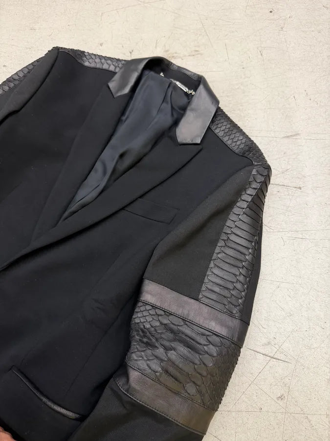Philipp Plein Black Hybrid Python Blazer Leather Jacket HwmutLF 10