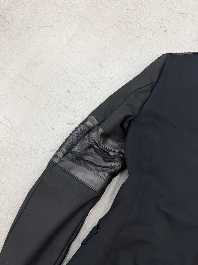 Philipp Plein Black Hybrid Python Blazer Leather Jacket HwmutLF 8