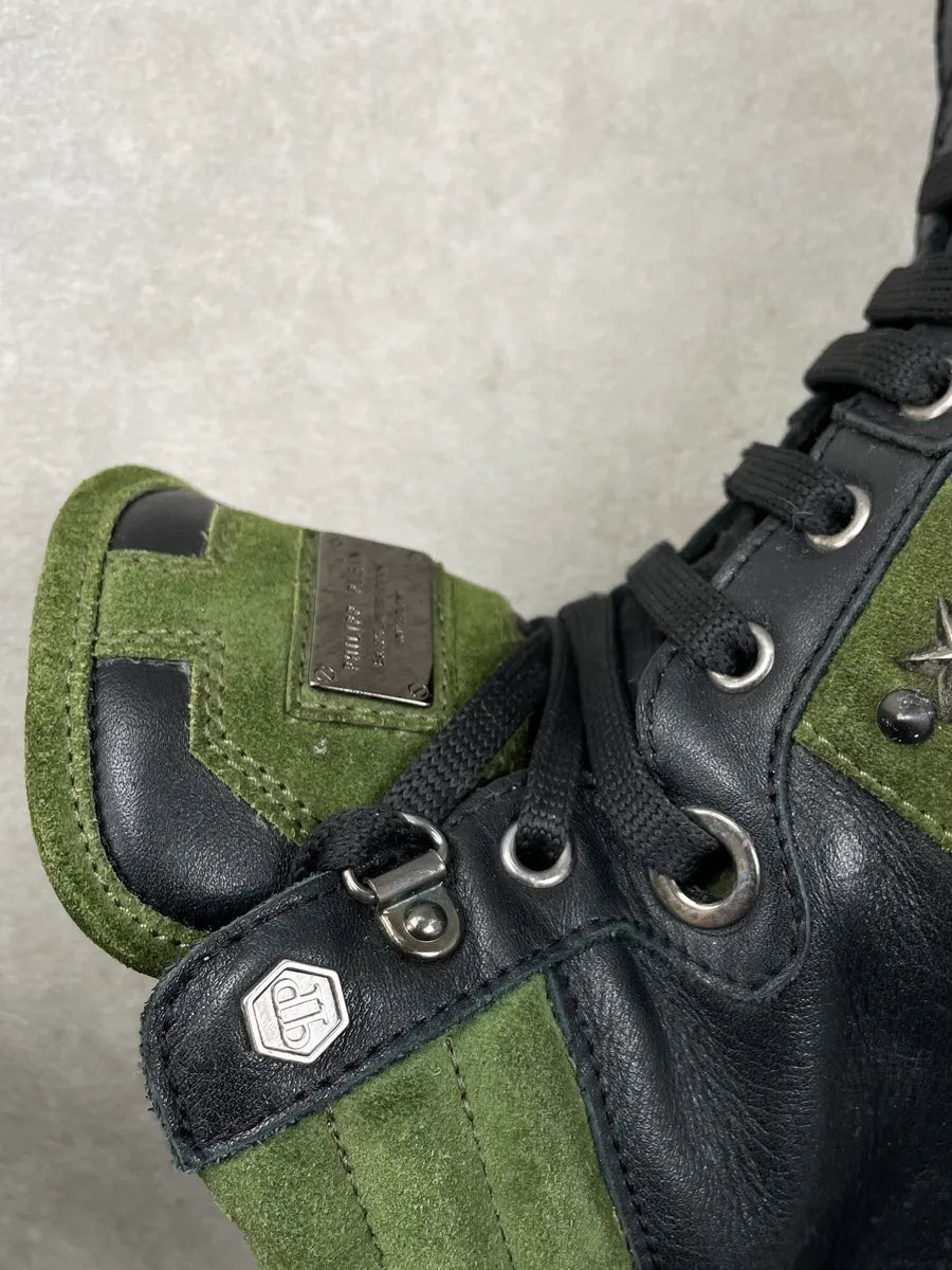 Philipp Plein Black Leather Studded High Camo Sneakers LHUzicE 6