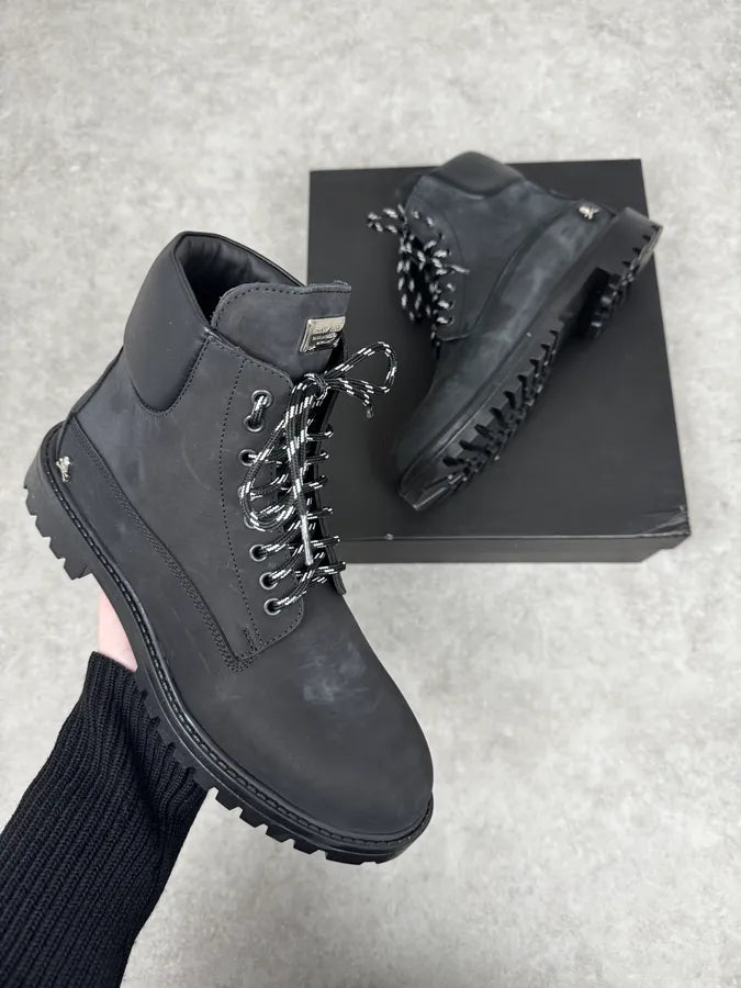 Philipp Plein Black Premium Leather Boots LwFfjvU 0
