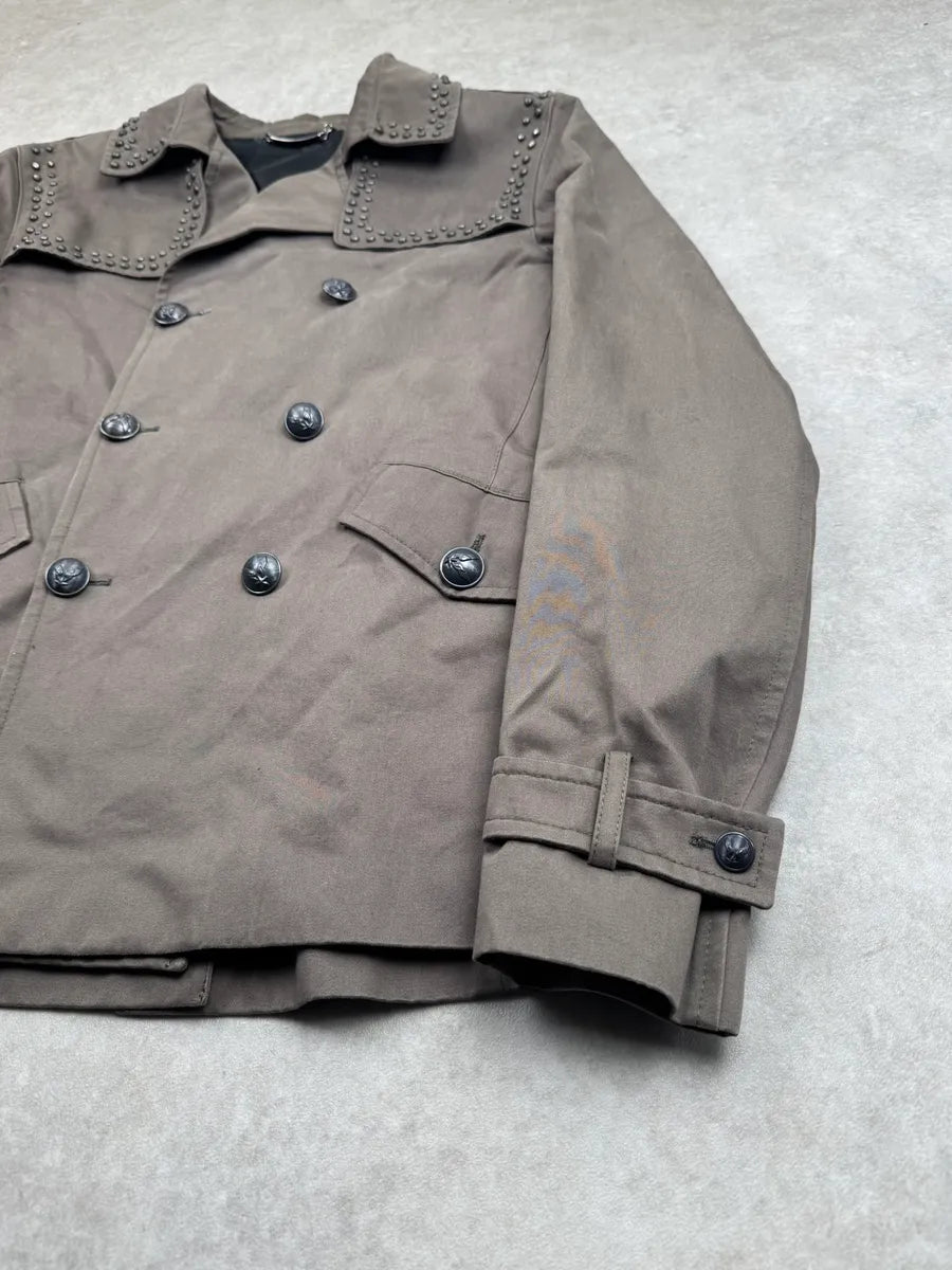 AW2017 Philipp Plein Khaki Studded Caban Jacket ygEuVZp 4