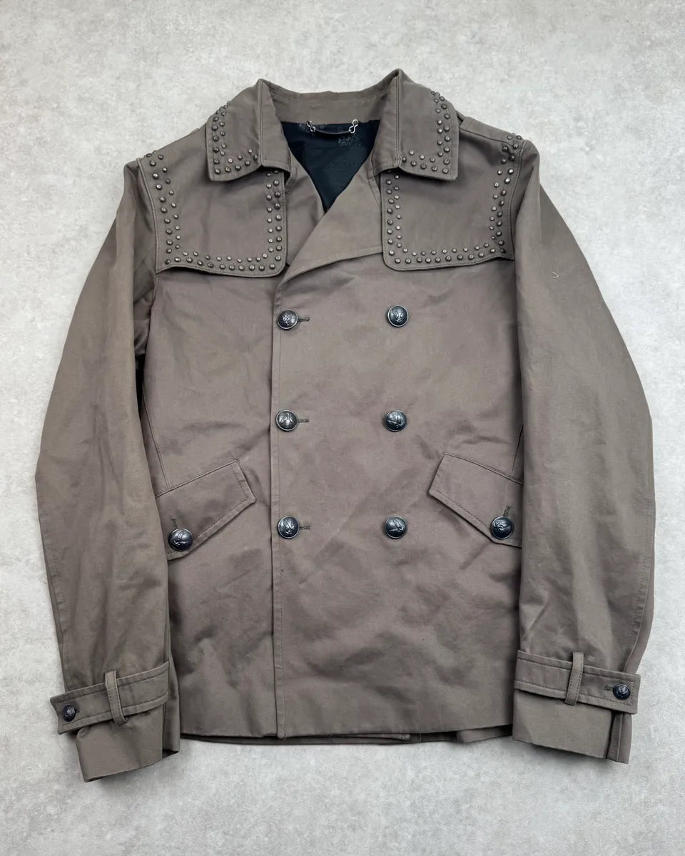 AW2017 Philipp Plein Khaki Studded Caban Jacket ygEuVZp 0
