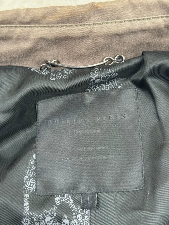 AW2017 Philipp Plein Khaki Studded Caban Jacket ygEuVZp 10