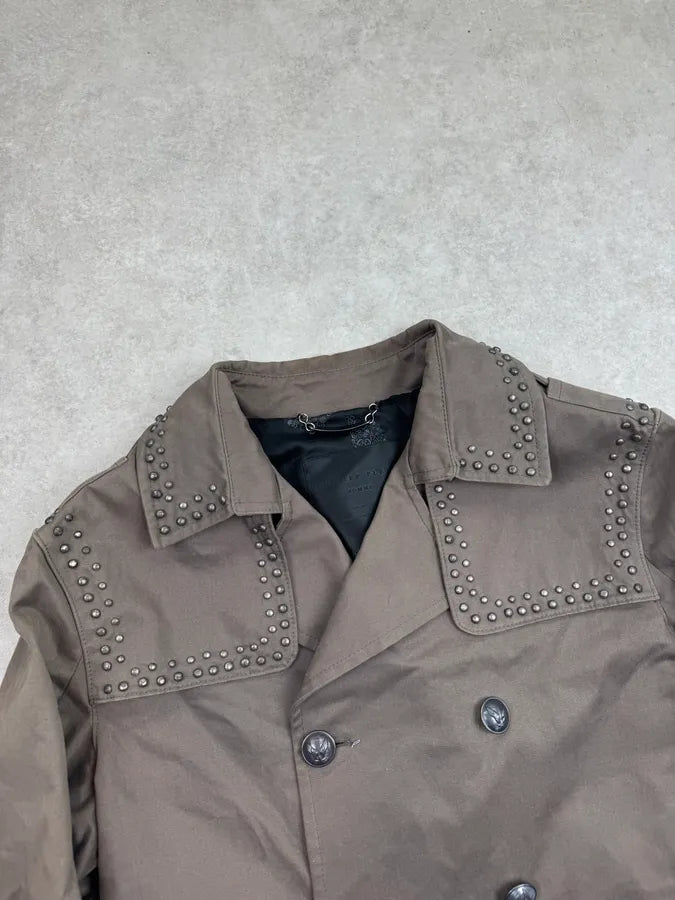 AW2017 Philipp Plein Khaki Studded Caban Jacket ygEuVZp 5