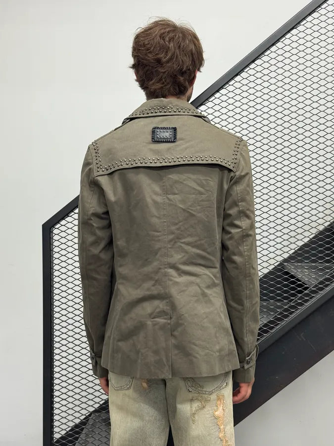 AW2017 Philipp Plein Khaki Studded Caban Jacket ygEuVZp 2