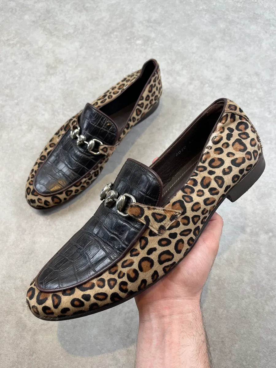 Philipp Plein Leopard Print Calf Hair Brown Loafer Shoes RTBEEoF 0
