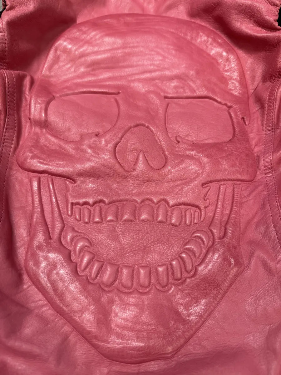 Philipp Plein Limited Deadskull Sleeveless Hooded Red Leather  Jacket cImGGBz 7