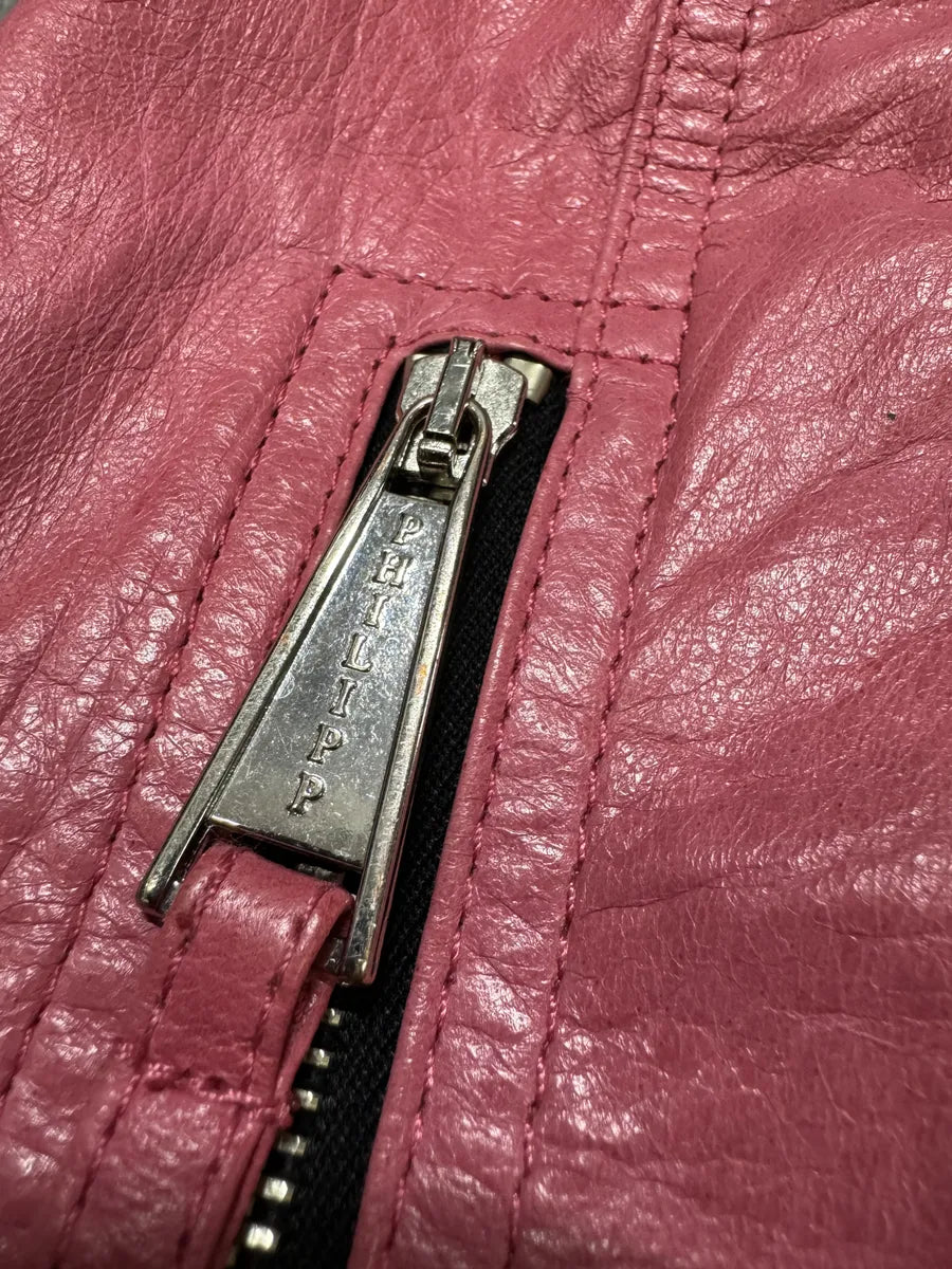 Philipp Plein Limited Deadskull Sleeveless Hooded Red Leather  Jacket cImGGBz 9