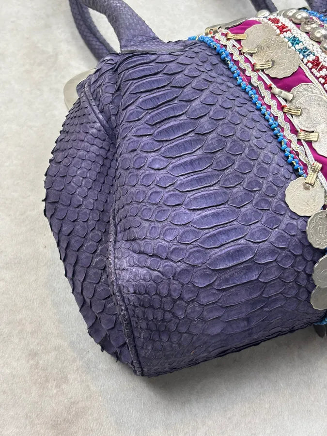 Philipp Plein Purple Python Leather Embellished Handle Bag KqifGVv 12