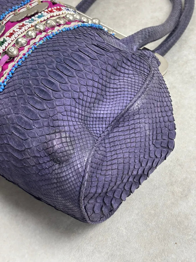 Philipp Plein Purple Python Leather Embellished Handle Bag KqifGVv 13