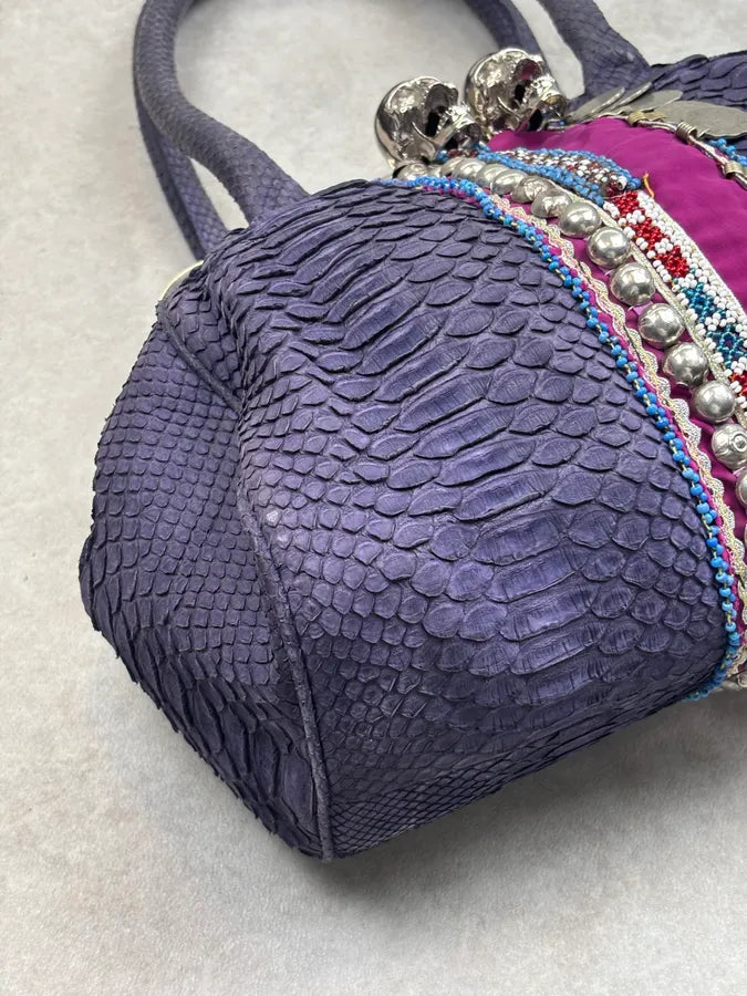 Philipp Plein Purple Python Leather Embellished Handle Bag KqifGVv 8