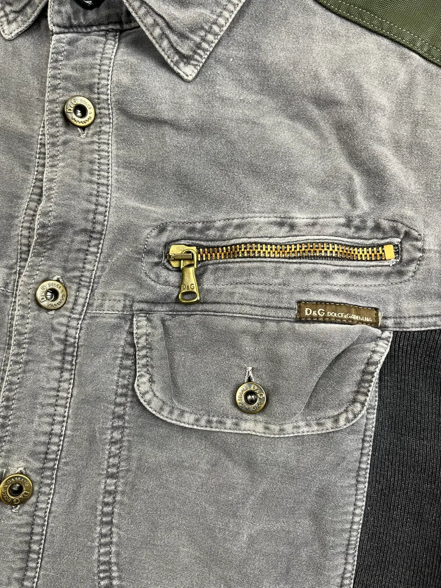 SS2003 Dolce & Gabbana Grey Olive Panel Military Light Shirt cdiaDrOC 8