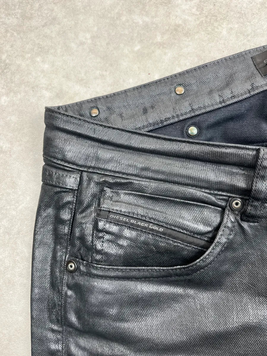 Diesel Black Waxed Coated Skinny Jeans POBWXNti 8