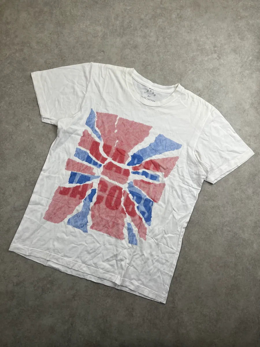 Marc Jacobs White Union Jack Logo T-Shirt fZjlibZD 4