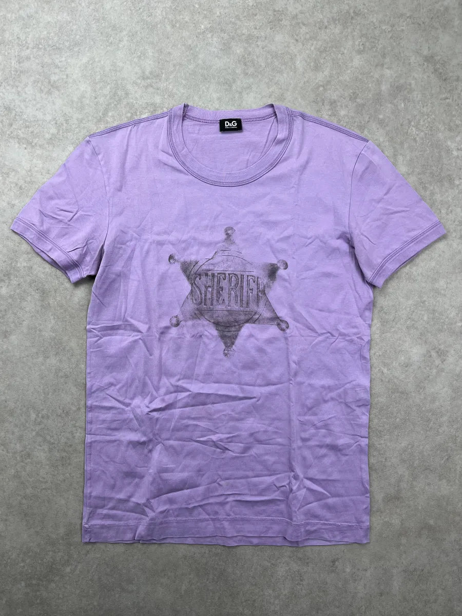 2000s Dolce & Gabbana Light Purple Sheriff Badge T-Shirt AGYSXarp 2