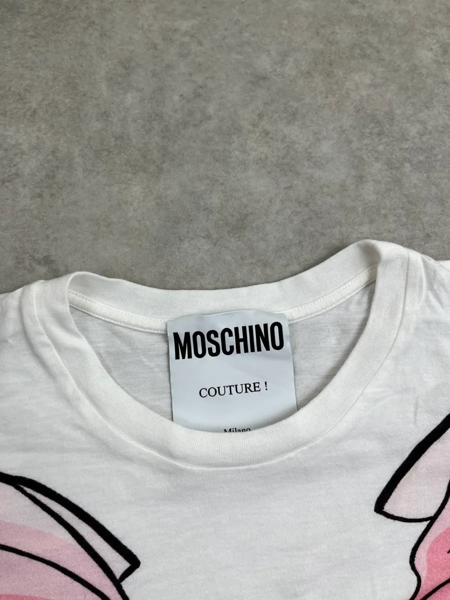 SS2017 Moschino White Pink Bow Trompe-l'Oeil Dress Paper Doll T-Shirt NTvQadBK 8