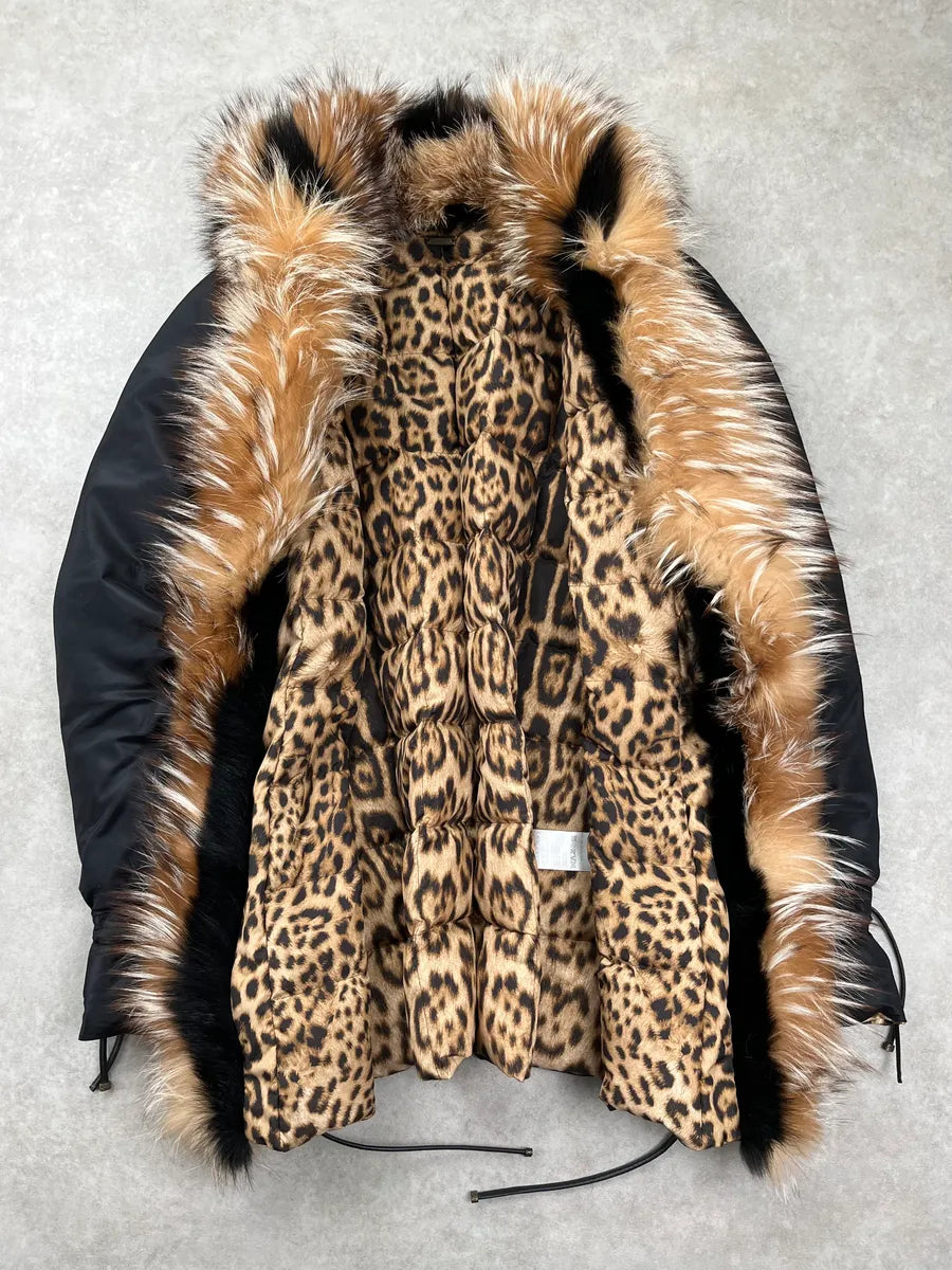 AW2001 Roberto Cavalli Black Fur Leopard Coat KmriQlVI 3