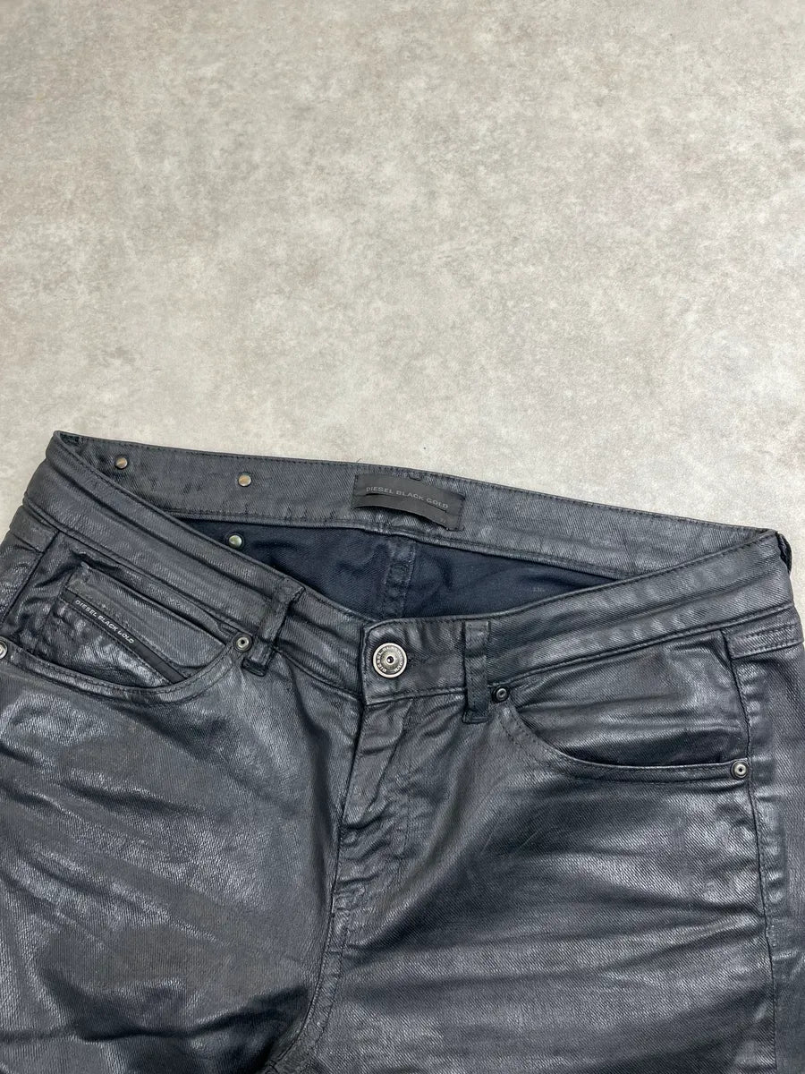 Diesel Black Waxed Coated Skinny Jeans POBWXNti 5