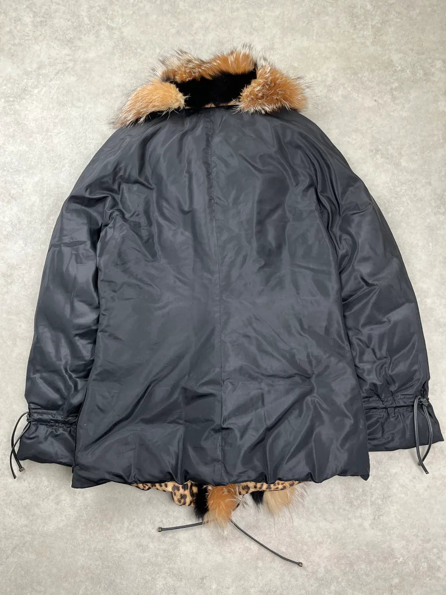 AW2001 Roberto Cavalli Black Fur Leopard Coat KmriQlVI 4