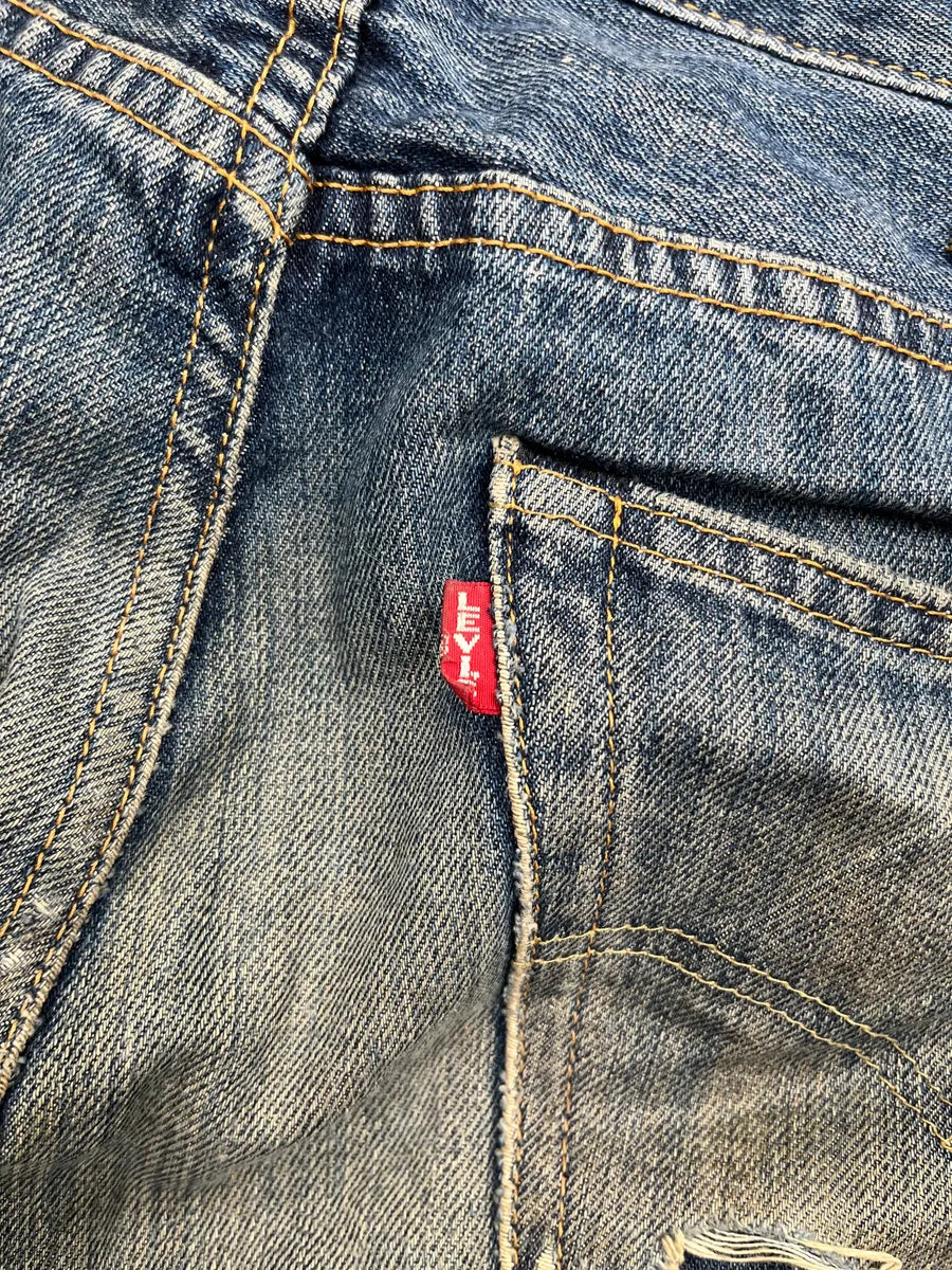 Levi's Blue Denim Distressed Straight-Leg Jeans nhtuBvWg 10