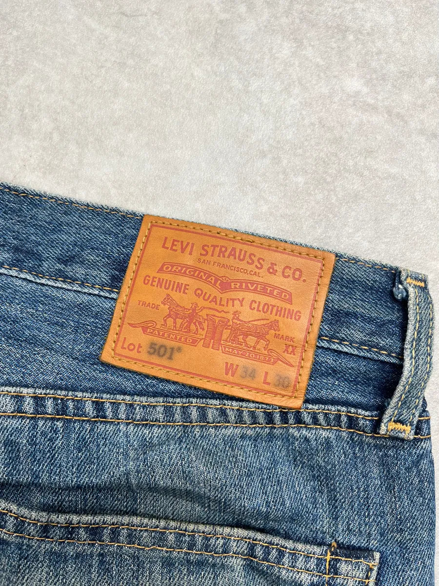 Levi's Blue Denim Distressed Straight-Leg Jeans nhtuBvWg 11