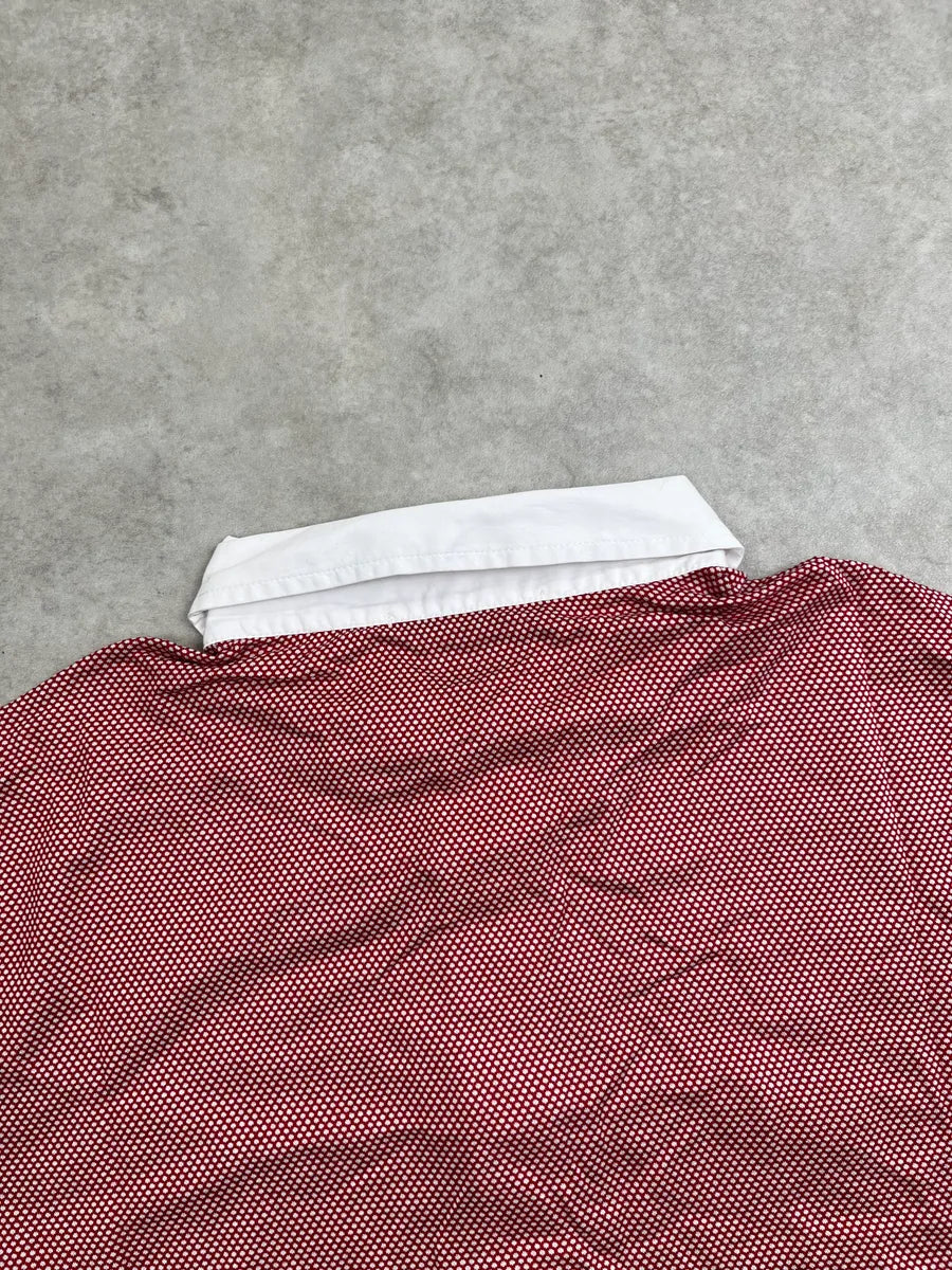 2000s Gucci Red and White Pattern Collar Polo feQseXqU 5