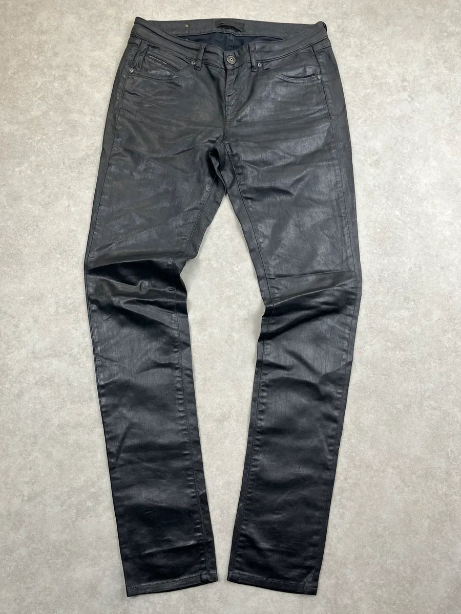 Diesel Black Waxed Coated Skinny Jeans POBWXNti 0
