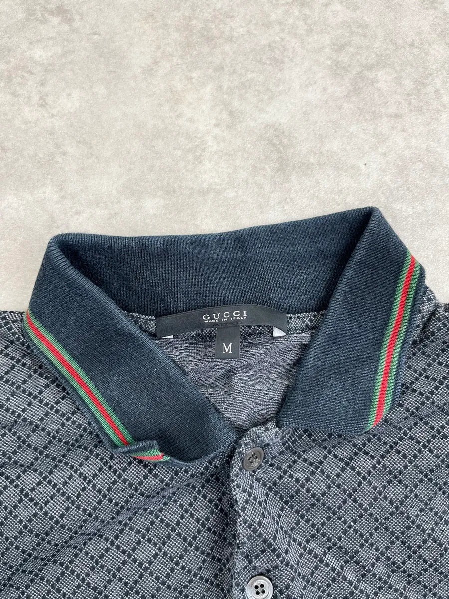 2010s Gucci Dark Grey Web Stripe Knit Polo SjtDnGCD 9