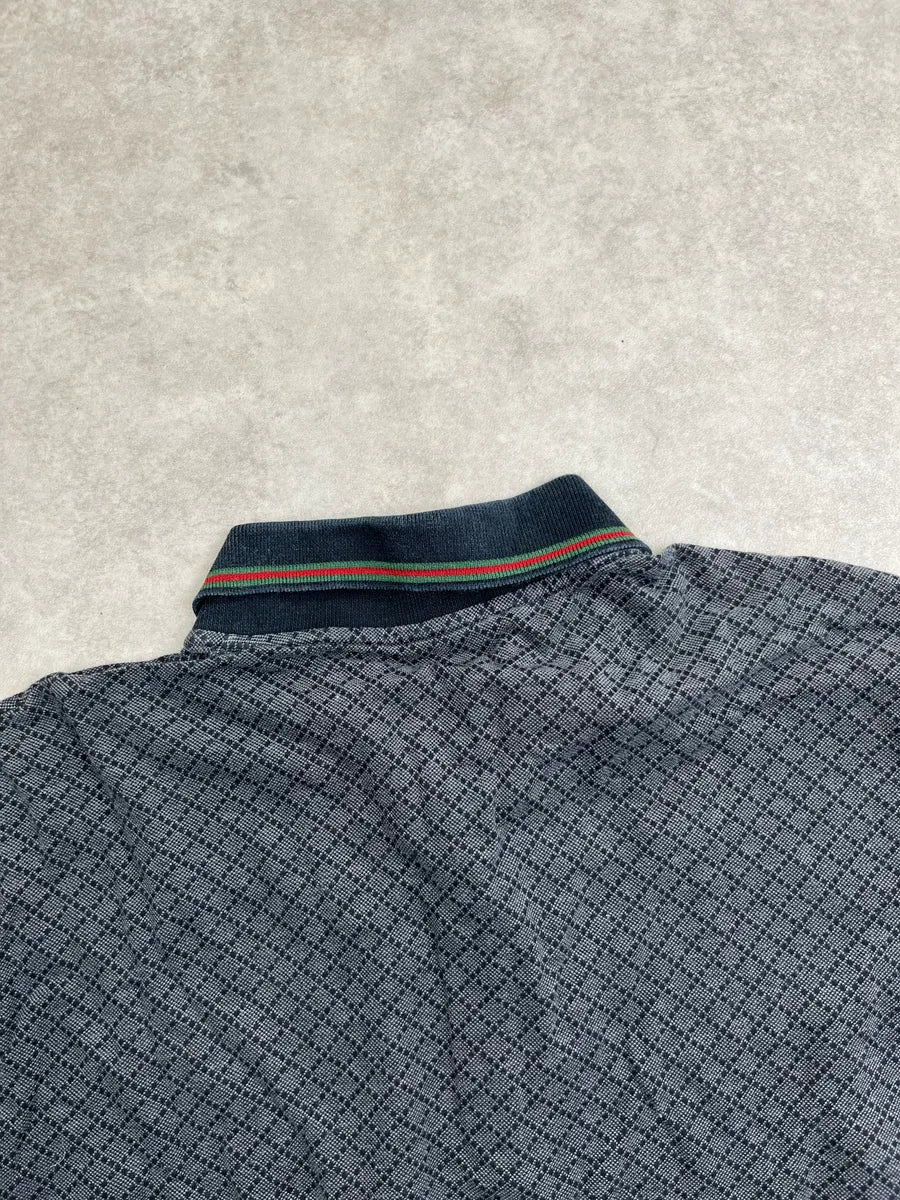 2010s Gucci Dark Grey Web Stripe Knit Polo SjtDnGCD 5
