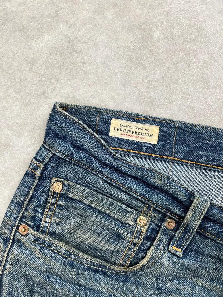 Levi's Blue Denim Distressed Straight-Leg Jeans nhtuBvWg 12