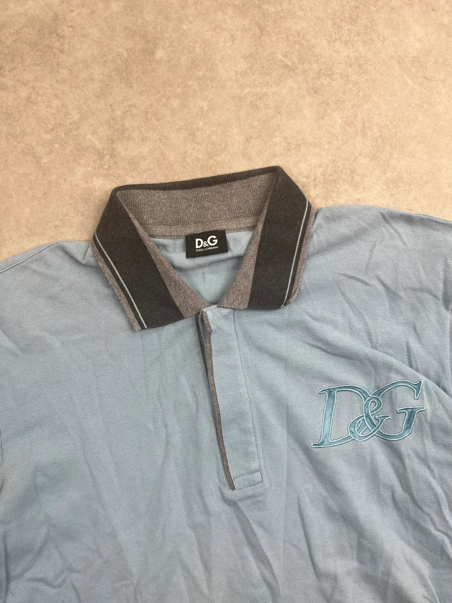 SS2007 Dolce & Gabbana Light Blue Logo Polo jvbkyCrN 4