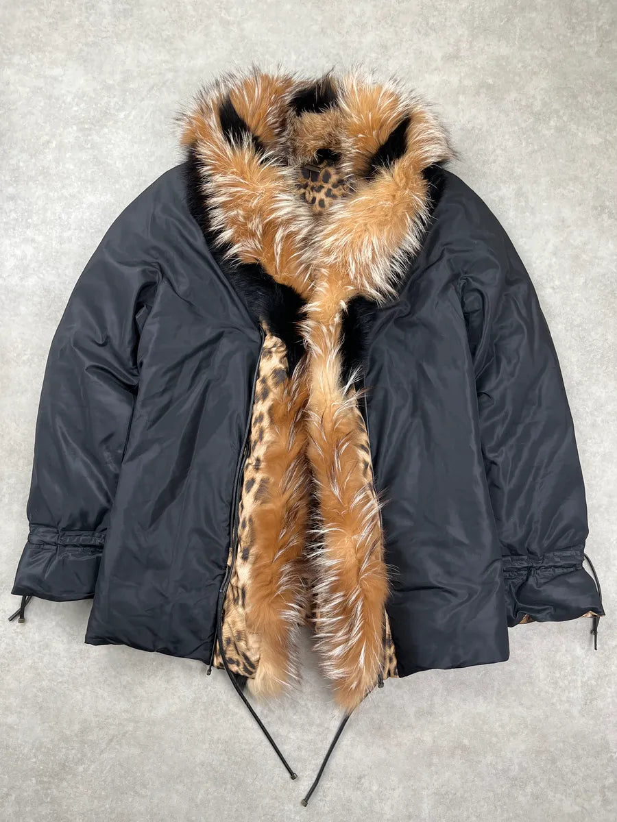 AW2001 Roberto Cavalli Black Fur Leopard Coat KmriQlVI 0