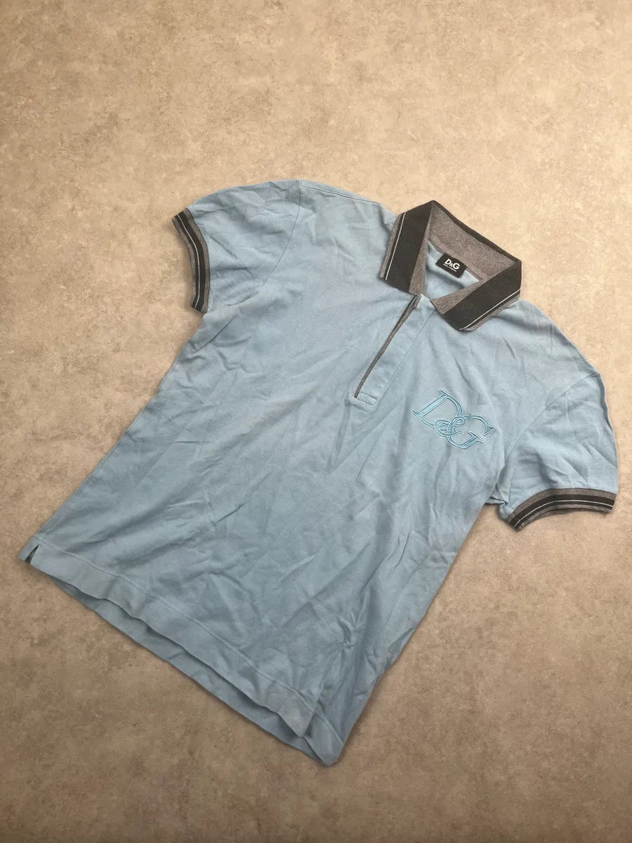 SS2007 Dolce & Gabbana Light Blue Logo Polo jvbkyCrN 6