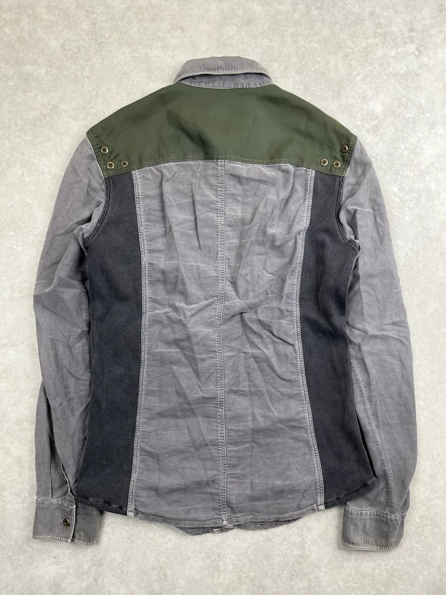 SS2003 Dolce & Gabbana Grey Olive Panel Military Light Shirt cdiaDrOC 4