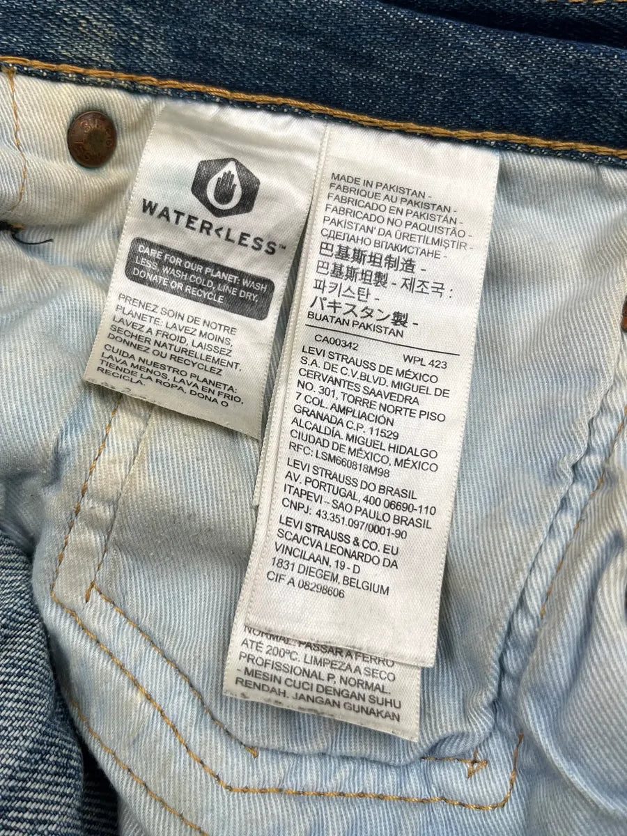 Levi's Blue Denim Distressed Straight-Leg Jeans nhtuBvWg 14