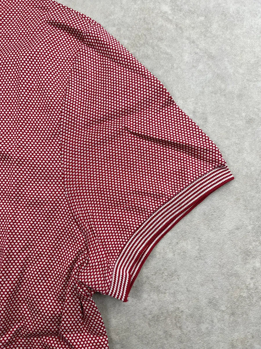 2000s Gucci Red and White Pattern Collar Polo feQseXqU 7