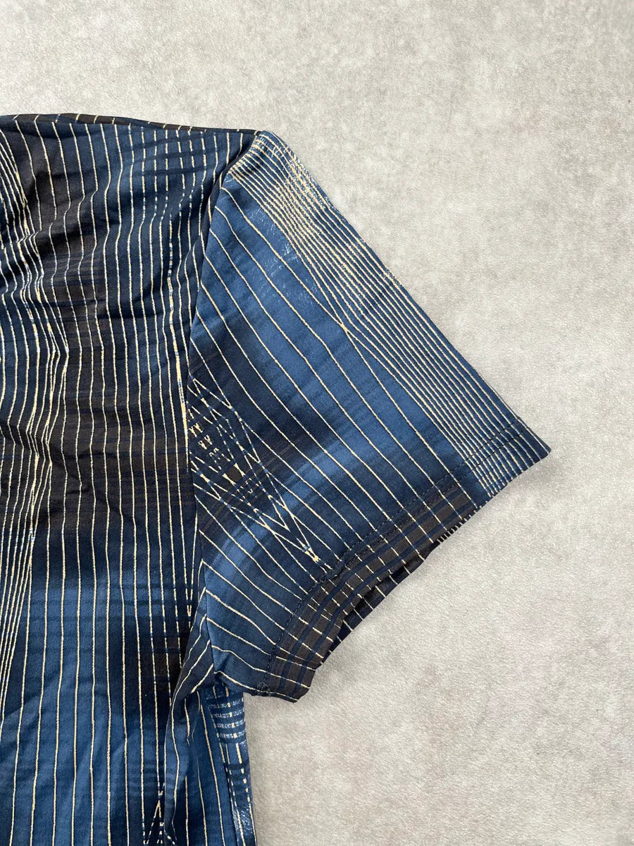 2000s Roberto Cavalli Underwear Blue Abstract Stripes Leopard T-Shirt HiTtOZpb 8