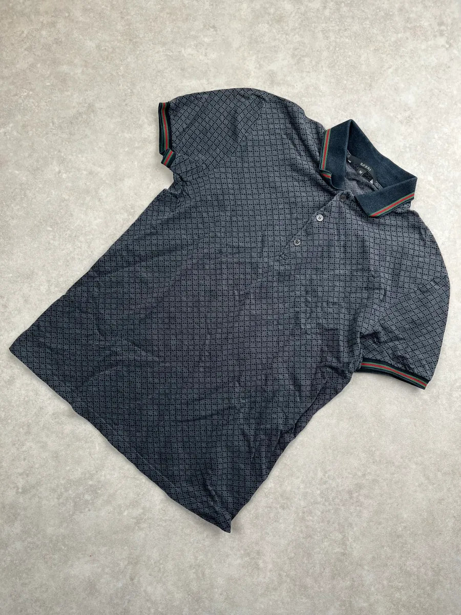 2010s Gucci Dark Grey Web Stripe Knit Polo SjtDnGCD 6