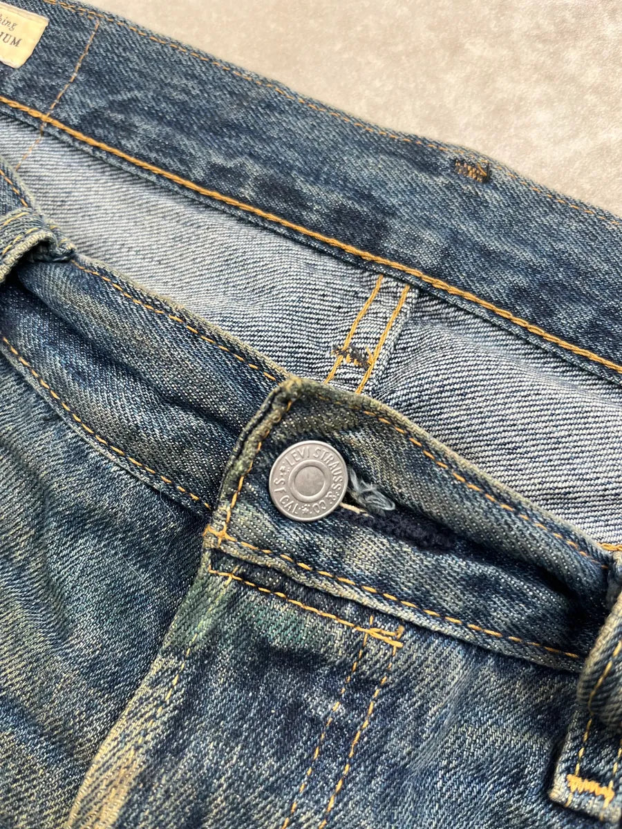 Levi's Blue Denim Distressed Straight-Leg Jeans nhtuBvWg 7