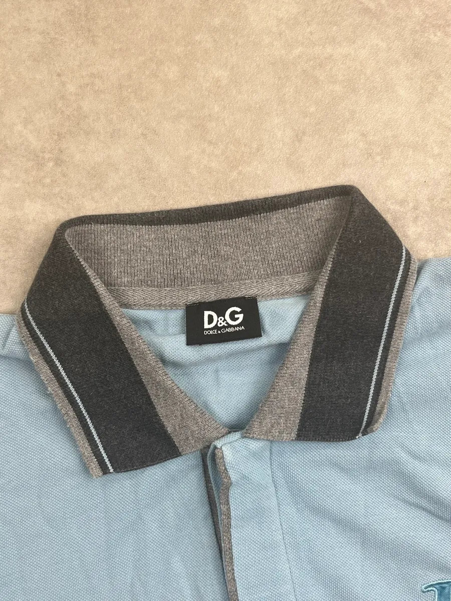 SS2007 Dolce & Gabbana Light Blue Logo Polo jvbkyCrN 9