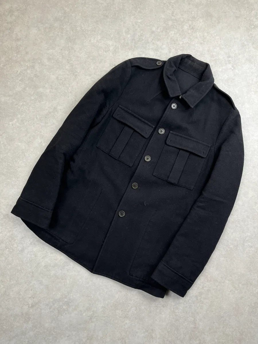 Dries Van Noten Black Wool Epaulette Military Light Jacket jtpzcAbO 7