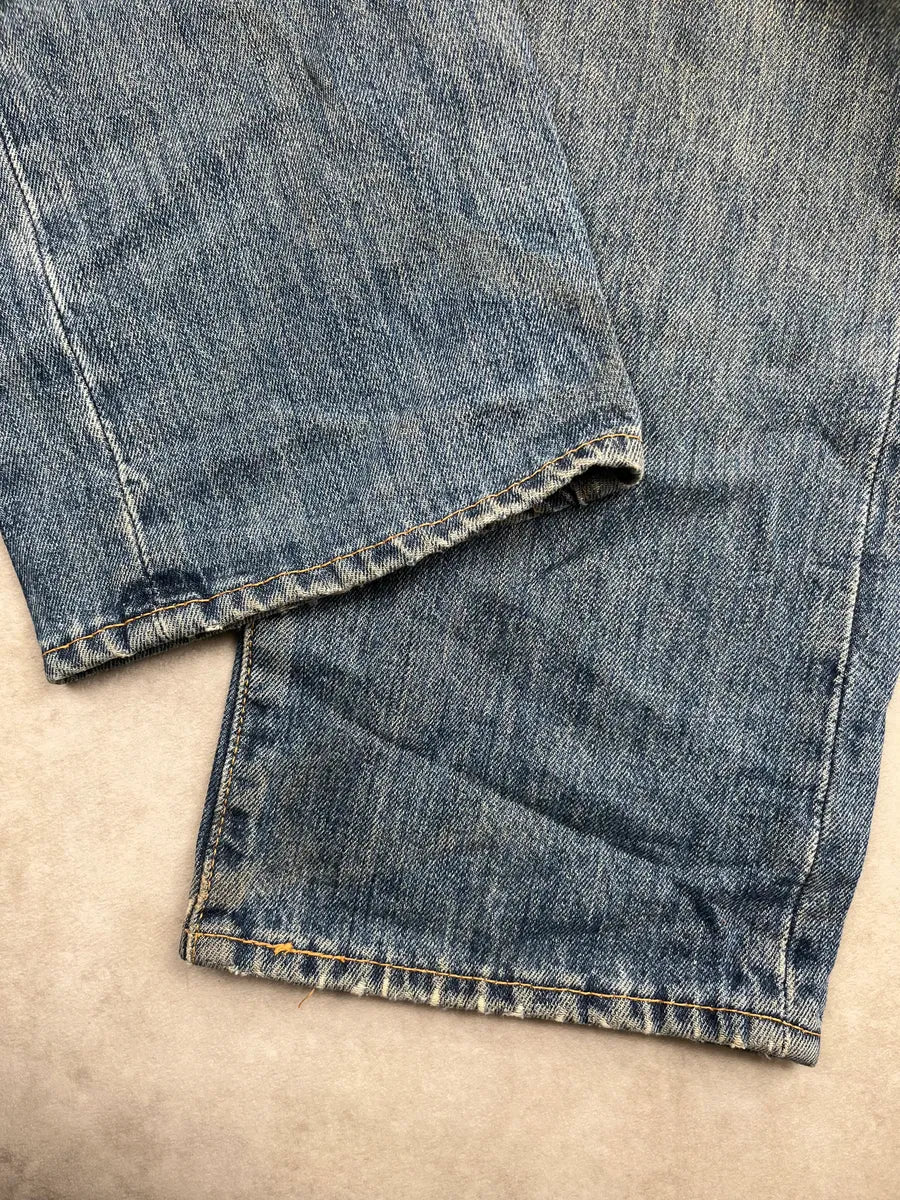Levi's Blue Denim Distressed Straight-Leg Jeans nhtuBvWg 8