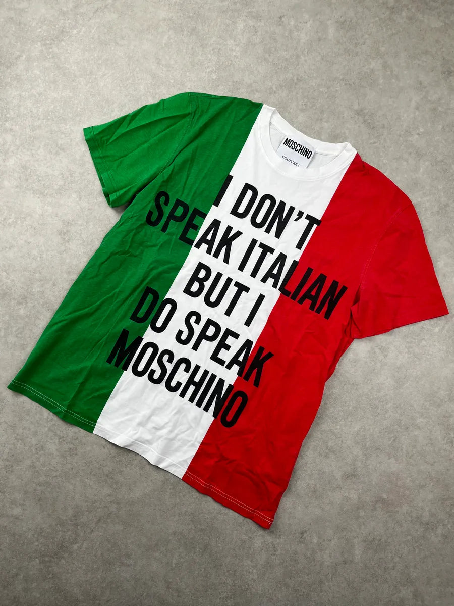 AW2014 Moschino Italian Flag Slogan T-Shirt WmWIZern 4