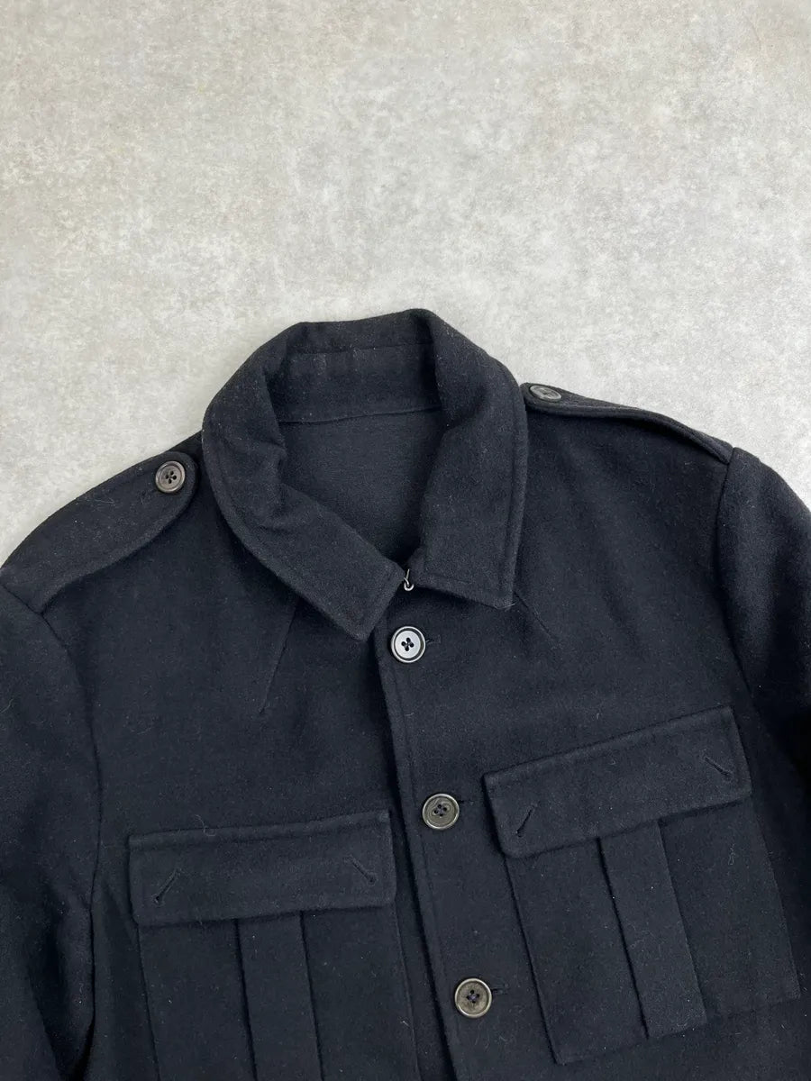 Dries Van Noten Black Wool Epaulette Military Light Jacket jtpzcAbO 5