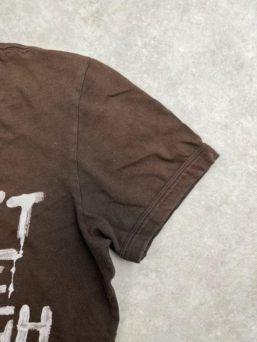 2000s Dolce & Gabbana Dark Brown Text Paint-Drip T-Shirt QQfVdYeK 7