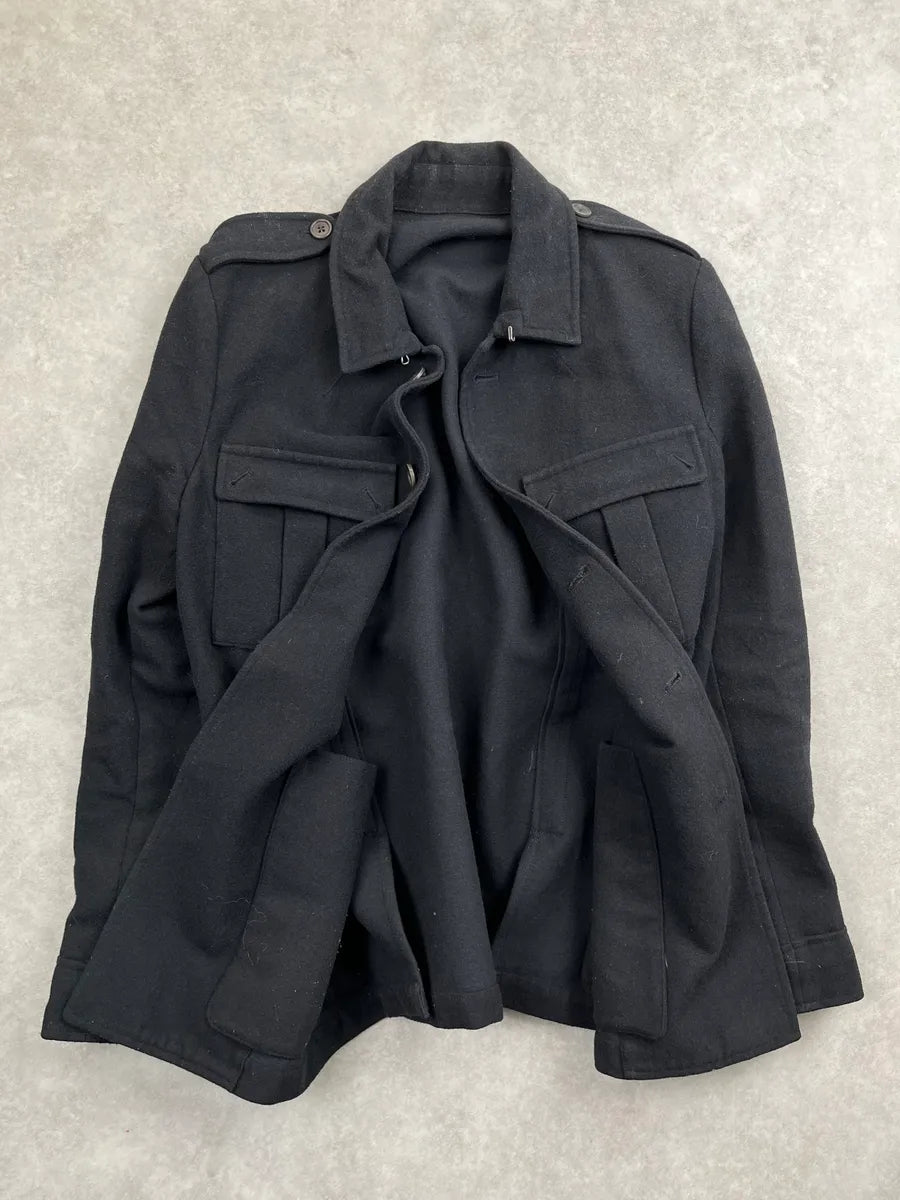 Dries Van Noten Black Wool Epaulette Military Light Jacket jtpzcAbO 3